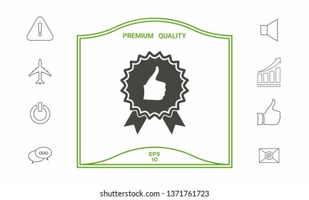 Thumb Up Gesture - label with ribbons. T the highest rating