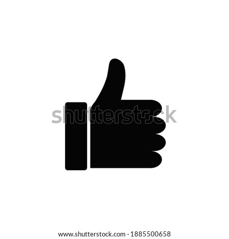 Thumb up gesture, like icon. Black and white icon like - vector