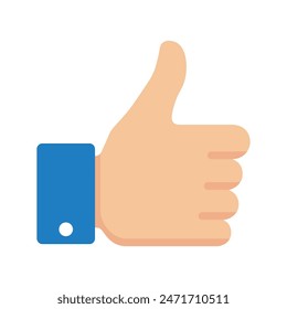 Thumb up gesture for like sign vector flat style