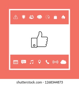 Thumb up gesture line icon. Graphic elements for your design