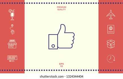 Thumb up gesture line icon. Graphic elements for your design