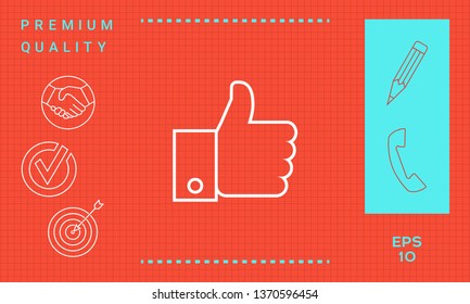 Thumb up gesture line icon. Graphic elements for your design
