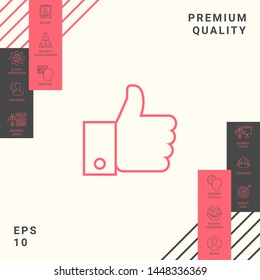 Thumb up gesture line icon. Graphic elements for your design