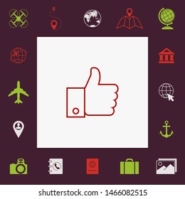 Thumb up gesture line icon. Graphic elements for your design