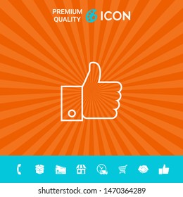 Thumb up gesture line icon. Graphic elements for your design