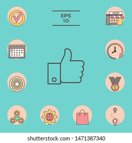 Thumb up gesture line icon. Graphic elements for your design