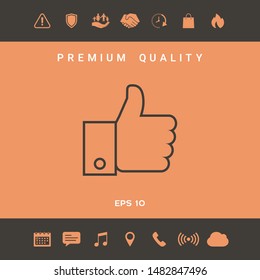 Thumb up gesture line icon. Graphic elements for your design