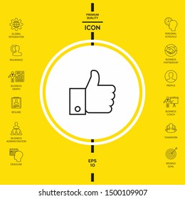 Thumb up gesture line icon. Graphic elements for your design
