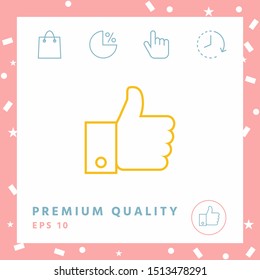 Thumb up gesture line icon. Graphic elements for your design