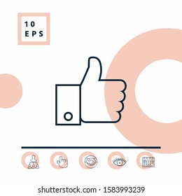 Thumb up gesture line icon. Graphic elements for your design