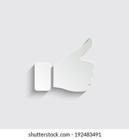 thumb up gesture with shadow on a grey background