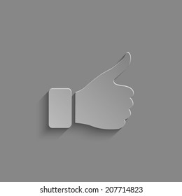 thumb up gesture with shadow on a grey background