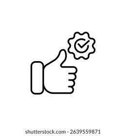 Thumb Up Gesture Symbolizing Approval With A Quality Assurance Icon