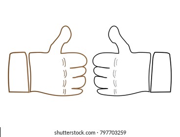 Thumb up gesture vector good vote approve outline icon hand writing design