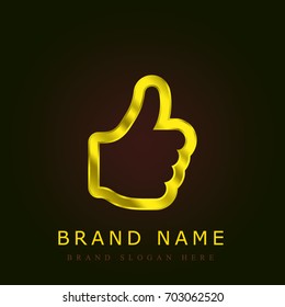 Thumb up golden metallic logo