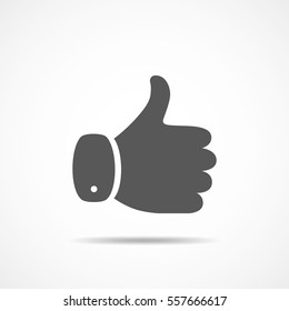 Thumb up gray icon isolated. Vector illustration. Thumb up in flat design.