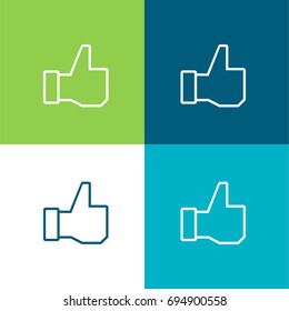 Thumb up  green and blue material color minimal icon or logo design