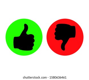 Thumb up green and red circle on a white background, vector