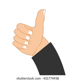 Thumb up hand of businessman. Sign well. good mood Symbol
