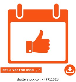 Thumb Up Hand Calendar Day icon. Vector EPS illustration style is flat iconic symbol, orange color.