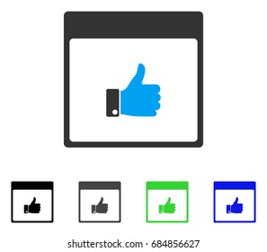 Thumb Up Hand Calendar Page flat vector illustration. Colored thumb up hand calendar page gray, black, blue, green icon variants. Flat icon style for application design.