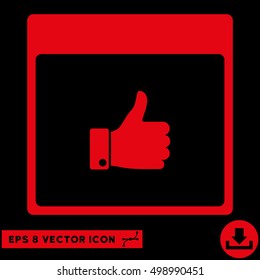 Thumb Up Hand Calendar Page icon. Vector EPS illustration style is flat iconic symbol, red color.