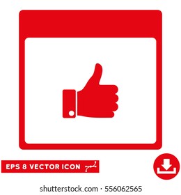 Thumb Up Hand Calendar Page icon. Vector EPS illustration style is flat iconic symbol, red color.