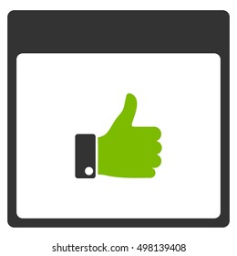 Thumb Up Hand Calendar Page vector icon. Style is flat graphic bicolor symbol, eco green and gray colors, white background.