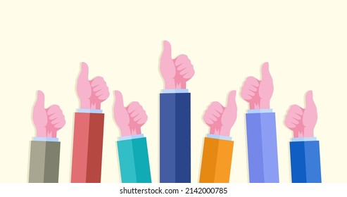 thumb hand concept, like this, good, vote, voting, gesture, flat illustration vector template banner