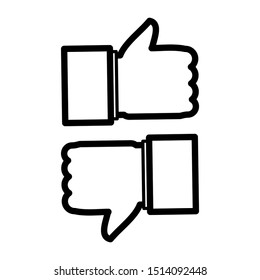 thumb up hand and thumb down symbols isolated on white background. vector illustration