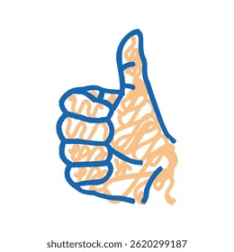 thumb up hand gesture doodle icon sketch vector. thumb up hand gesture sign. isolated symbol illustration