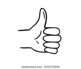  Símbolo de rabiscar puxado à mão com gesto de polegar para cima. Ícone de clipart de esboço com miniatura da linha de desenho. . Ilustração vetorial