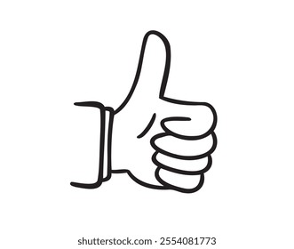  Thumb up hand gesture hand drawn doodle symbol. Drawing line thumb up sketch clipart icon. . Vector illustration