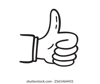  Thumb up hand gesture hand drawn doodle symbol. Drawing line thumb up sketch clipart icon. . Vector illustration