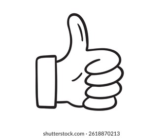  Pulgar hacia arriba mano gesto dibujado a mano doodle símbolo. Icono de Clipart de esbozo de pulgar hacia arriba de línea de dibujo. . Ilustración vectorial