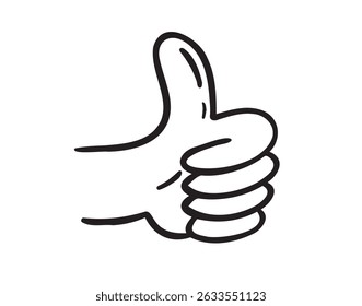  Thumb up hand gesture hand drawn doodle symbol. Drawing line thumb up sketch clipart icon. . Vector illustration