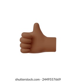 Thumb up hand gesture, like sign 3D vector icon. 3d style design emoticon, approval emoji for social media message and positive feedback. Hand thumb up fingers gesture isolated on white