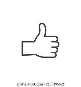 Thumb up hand gesture line icon. linear style sign for mobile concept and web design. Like, good job outline vector icon. Symbol, logo illustration. Vector graphics