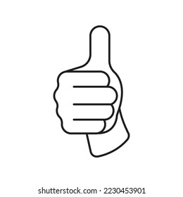 Thumb up hand gesture line icon design. isolated on white background. vector illustration