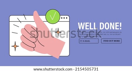 Thumb up hand gesture vector illustration. Good, great job, well done, ok or follow symbol vector business or marketing concept for website or social media banner, ui. Concept of approval, agreement.