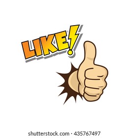 thumb up hand sign cartoon vector art illustration