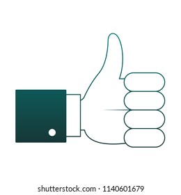 Thumb up hand symbol blue lines