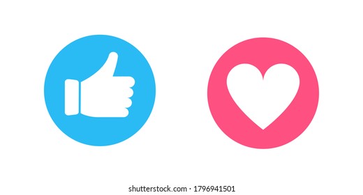 Thumb Up And Heart Icon. Social Media Concept . Like , Vector Illustration . 10 Eps