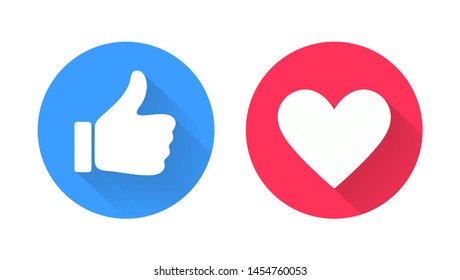 Thumb Up And Heart Icon. Vector Like And Love Icon. Ready Like And Love Button For Website And Mobile App.