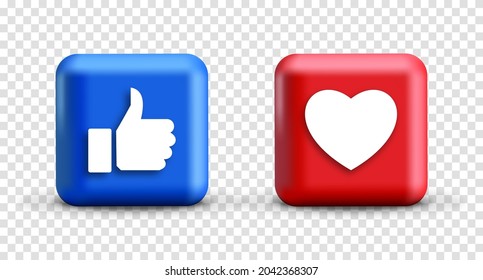 Thumb up and heart icon. Vector like and love icon. Like and love button. Vector illustration