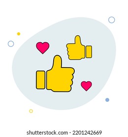 Thumb up and heart icon. Vector like and love icon. Ready like and love flat icon