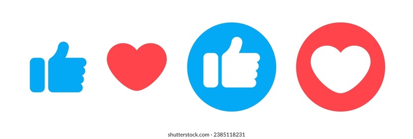 thumb and heart icon vector. like button