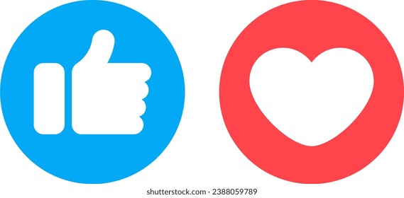 thumb and heart icon vector. like button