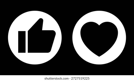 Polegar para cima e ícone do coração. Ícone tipo vetor e amor. Pronto como e adorar botão para site e aplicativo móvel. 