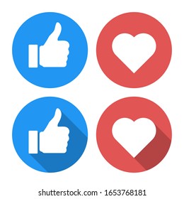 thumb up and heart like isolated icons vector